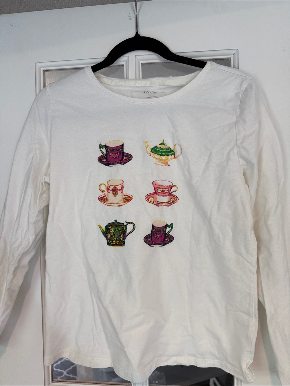 Talbots Petite White Cotton Crewneck Tee